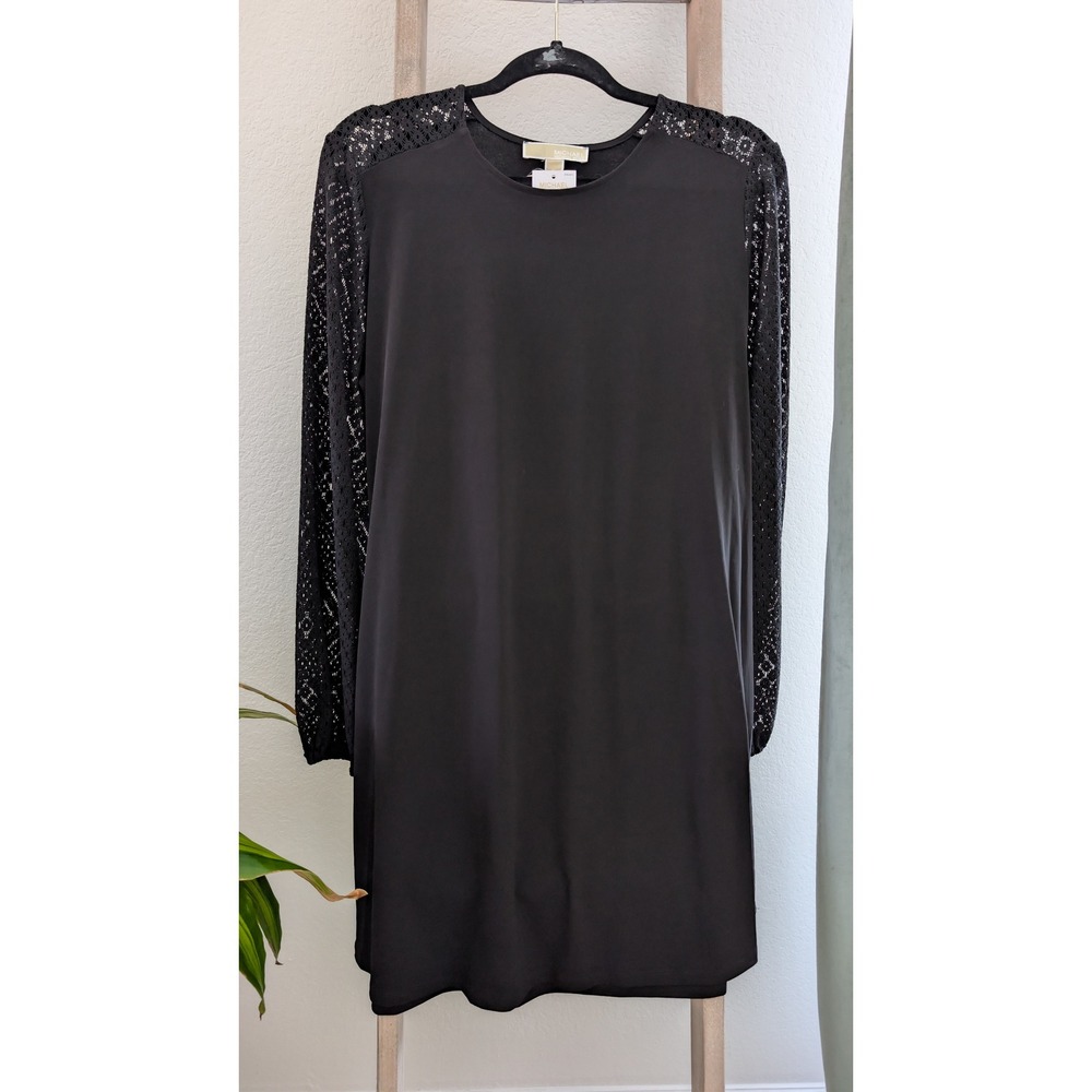 Michael Kors Black Dress w/ Crochet ed Sleeves, size XL